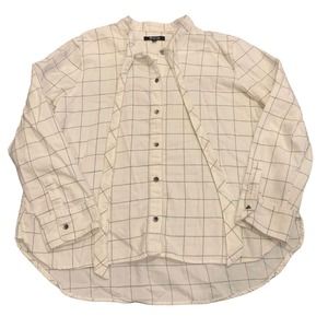 Madewell button down up shirt blouse top long sleeves white black size M